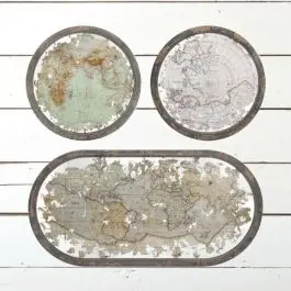 Instant Buy Mirrored Map Wall Decor Set of 3