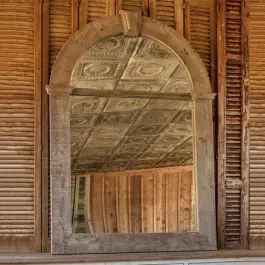 Aged Wooden Framed Arched Mirror | SHIPS FREE Low Price