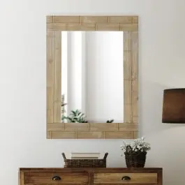 Free Returns Tile Pattern Wood Frame Wall Mirror