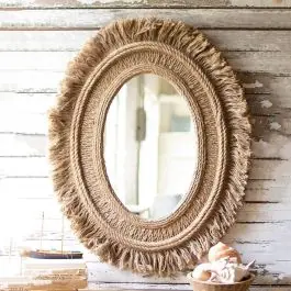 Jute Detailed Oval Mirror Discount