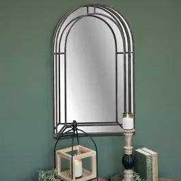 Discount Arched Rustic Industrial Wall Mirror
