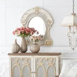 Popular Farmhouse Manor Weathered Ornate Wall Mirror
