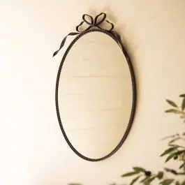 Ornate Oval Wall Mirror with Bow Top Buy Today