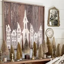 Hassle-Free Returns Wooden Church Village Rustic Wall Art