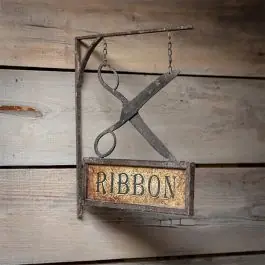 Rustic Ribbon Shop Hanging Metal Sign Last Chance