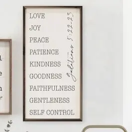 Buy Today Love Joy Peace Galatians 5:22-23 White Wall Sign