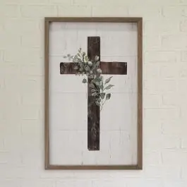 Cross With Greenery Whitewash Wall Art Best Choice