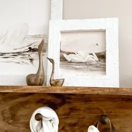 Rustic Framed Winter Swans Wall Art New Arrival