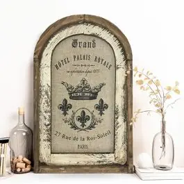 Modern Arched Framed Fleur De Lis Linen Wall Art