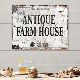 AFH Exclusive Antique Farm House Canvas Wall Sign Cheap