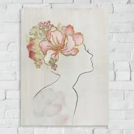 Woman Silhouette With Flowers Wall Art Original