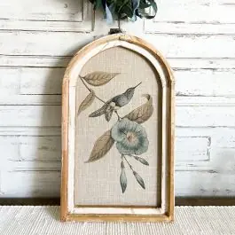 New Arrival Perched Hummingbird Framed Linen Wall Art
