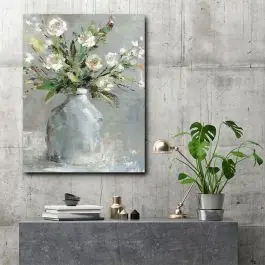 Farmhouse Flowers In Vase Canvas Wall Art Discount