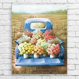 Flower Truck Canvas Wall Art Sale
