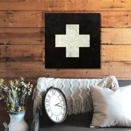 Swiss Cross Black Canvas Wall Art Low Price