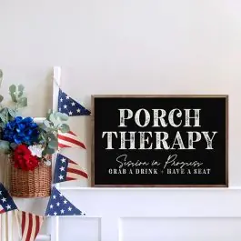 Price Cut Porch Therapy Session In Progress Black Wall Art