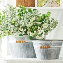 Place Order Wood Handle Whitewash Wall Bucket Set of 2