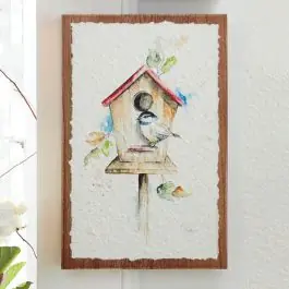Textured Paper Birdhouse Art Set of 2 Professional Grade