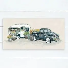 Floral Truck With Camper Wall Art Professional Grade