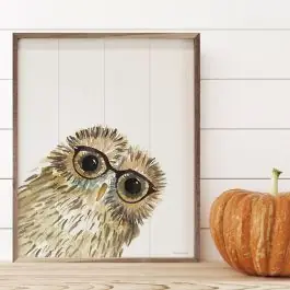 Secure Checkout Owl In Glasses By Mercedes Lopez Charro Wall Art