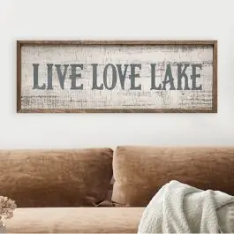 Live Love Lake Blue Whitewash Wall Art Deal