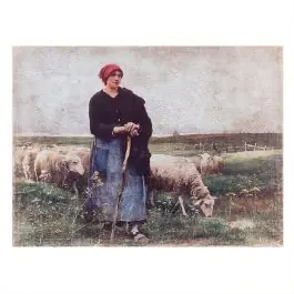 A Shepherdess and Her Flock Gallery Wrapped Aged Print Hot Picks