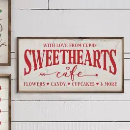 Next Day Delivery Sweethearts Cafe With Love From Cupid White Wall Art