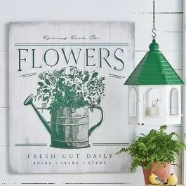 Special Discount Fresh Cut Flowers Wood and Metal Sign