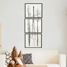 Luxury Black Framed Branches Wall Art Set of 3