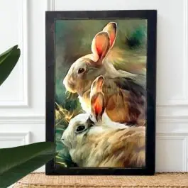 Warranty Included Rustic Framed Sunlit Bunnies Wall Art