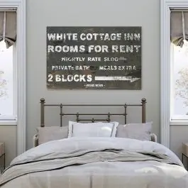 White Cottage Inn Canvas Wall Art Bargain