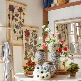 Professional Grade Paper Floral Tapestry Set of 2