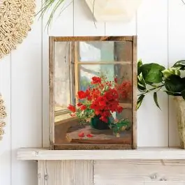 No Minimum Order Poppies In The Window Printed Vertical Canvas Art