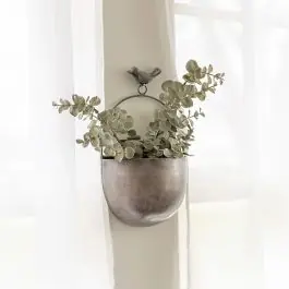Limited Time Silver Wall Pocket With Bird Accent