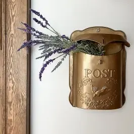 Gold Metal Wall Mount Post Box Next Day Delivery