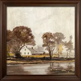 Vintage Inspired Framed Farm Scene Wall Decor Fresh Stock