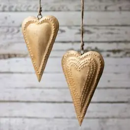 Free Shipping Brass Metal Heart Set of 2