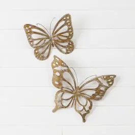 Distressed Metal Butterfly Wall Decor Set of 2 Free Delivery