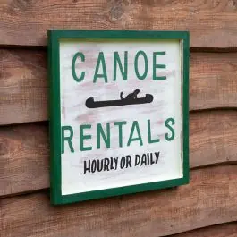 Canoe Rentals Square Wall Sign Handmade