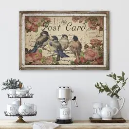 Post Card Birds On Burlap Special Discount