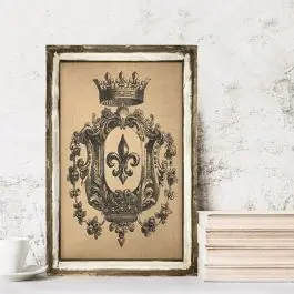 Fleur De Lis Framed Burlap Wall Art Seasonal Sale