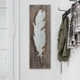 Wood and Metal Feather Wall Decor Special Discount