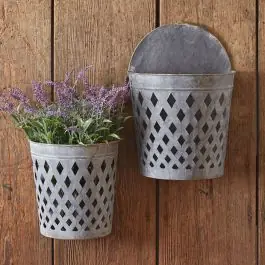 Diamond Pattern Hanging Wall Bucket Set of 2 Grab Now