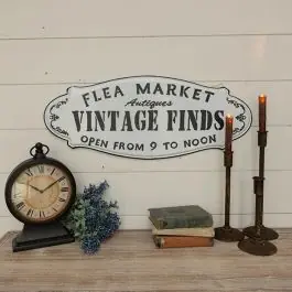 Flea Market Antiques Metal Sign Secure Checkout