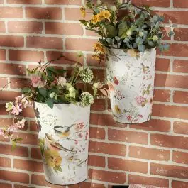Floral Chickadees Wall Bucket Set of 2 Luxury