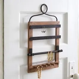 Sale Wood and Metal Hanging Jewelry Organizer