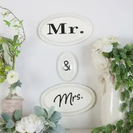 3 Piece Mr & Mrs Metal Wall Plaque Decor Set Super Sale