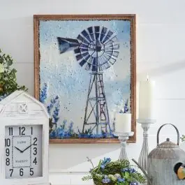 Embossed Metal Framed Windmill Wall Art Worldwide Shipping
