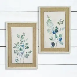 Textured Paper Eucalyptus Framed Wall Art Set of 2 Fast Shipping