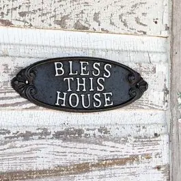 Cast Iron Bless This House Plaque Set of 2 Fast Shipping